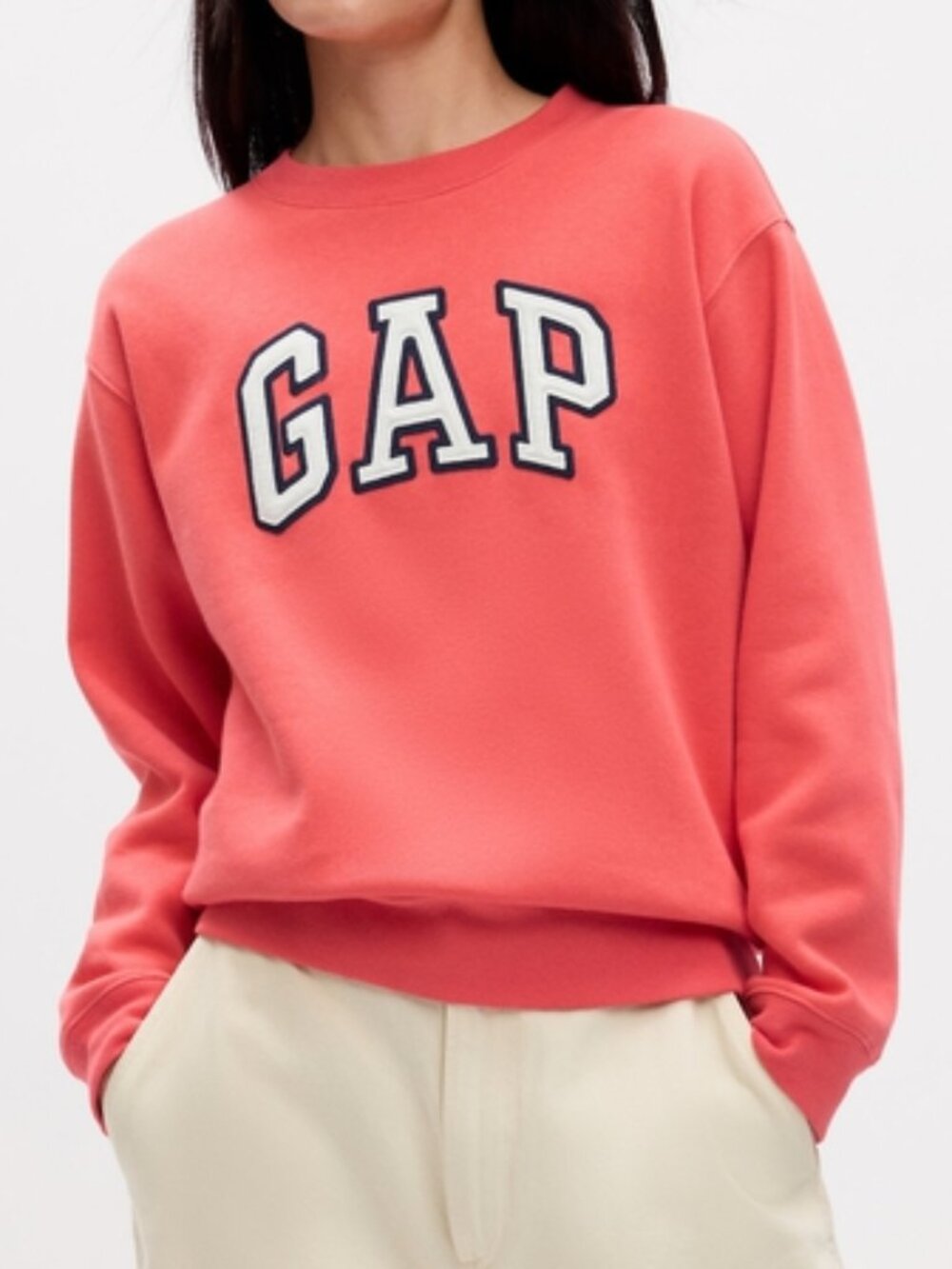 Gap Pink XL Classic Logo Crewneck Sweatshirt Coral Fleece Pullover